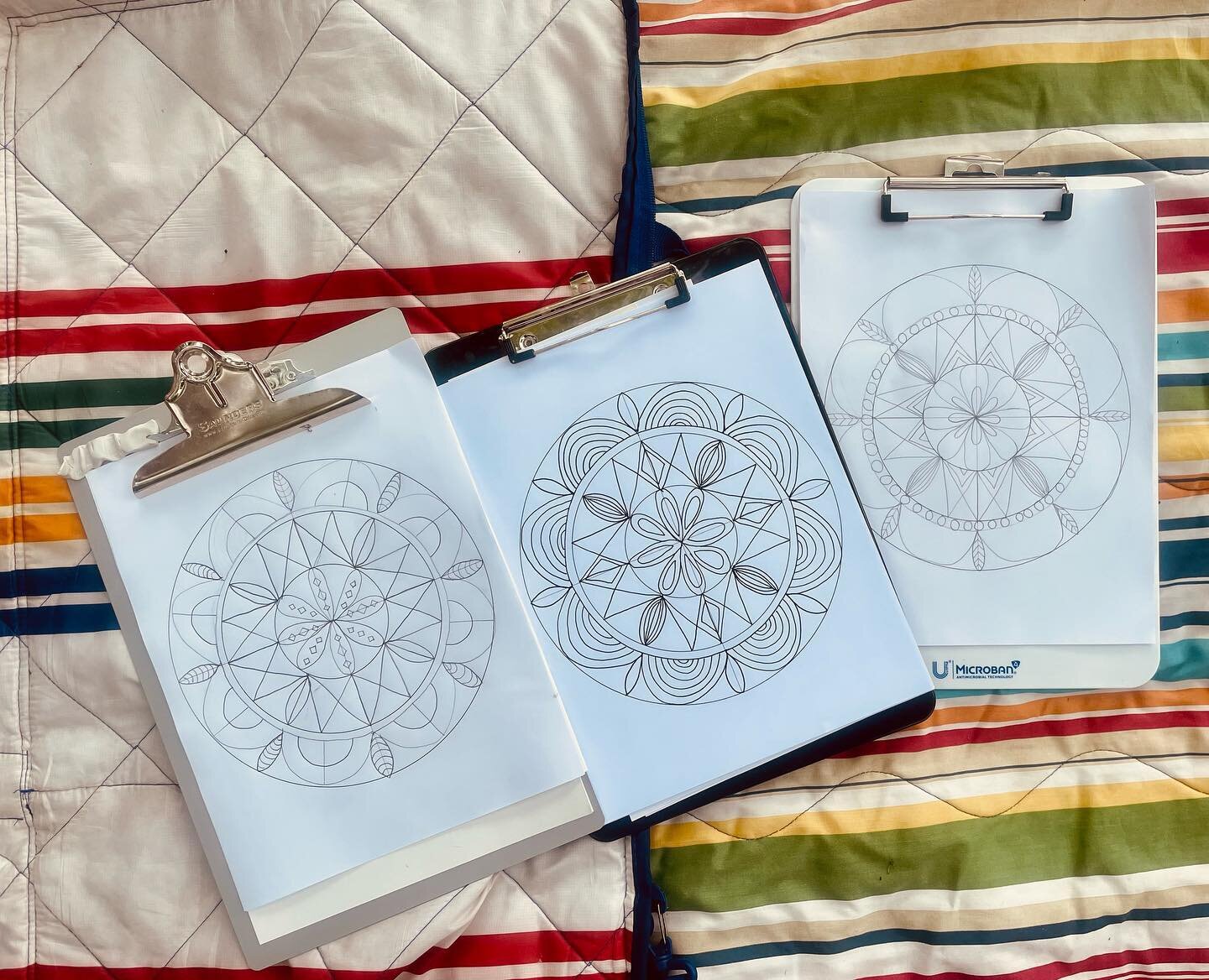 The rain held out yesterday and we were able to enjoy the garden and sit and draw mandalas. I love that we all started with the same framework and each of us made it our own.