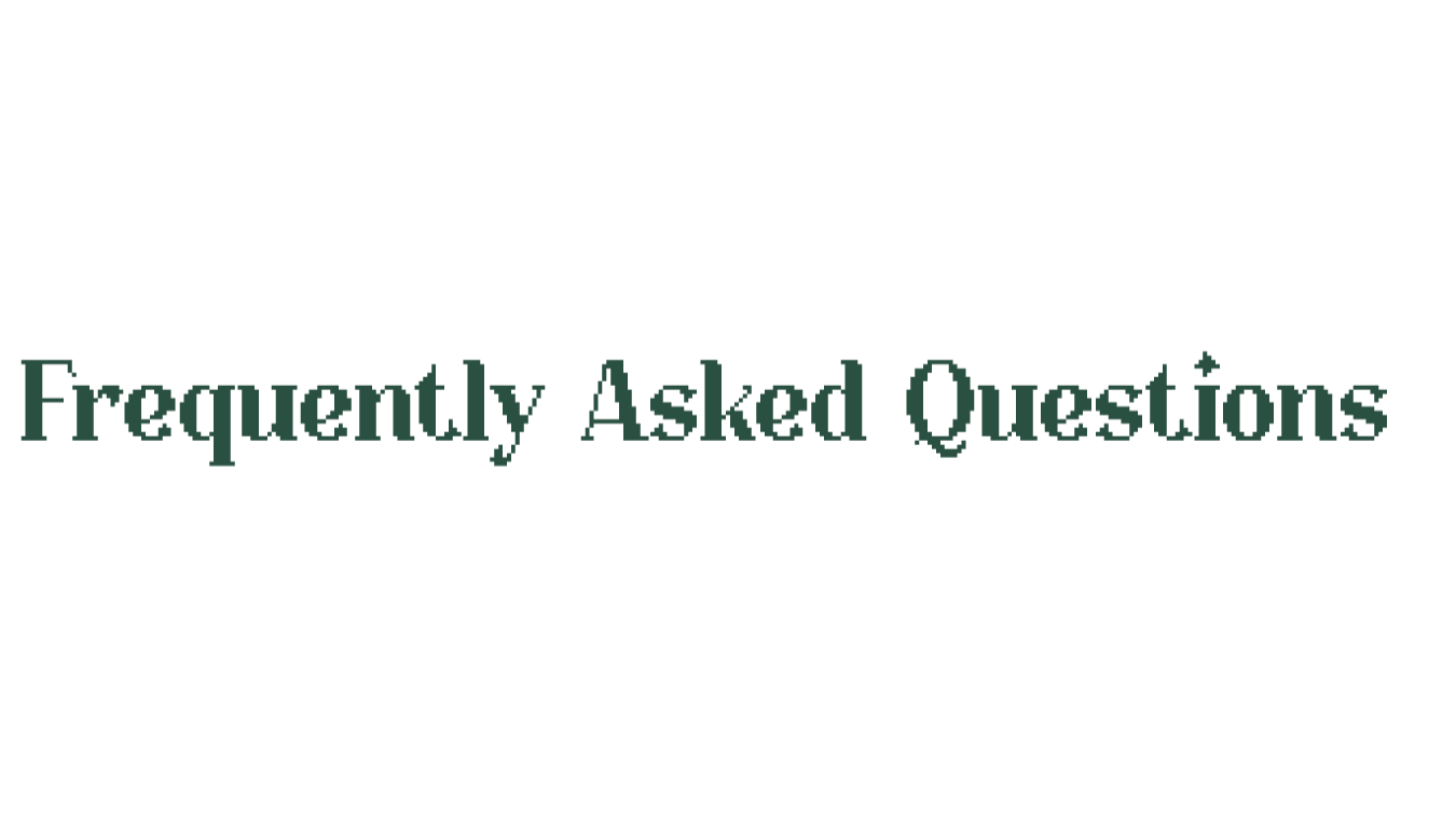 Text that reads 'Frequently Asked Questions' with a question mark; signifying a FAQ section.