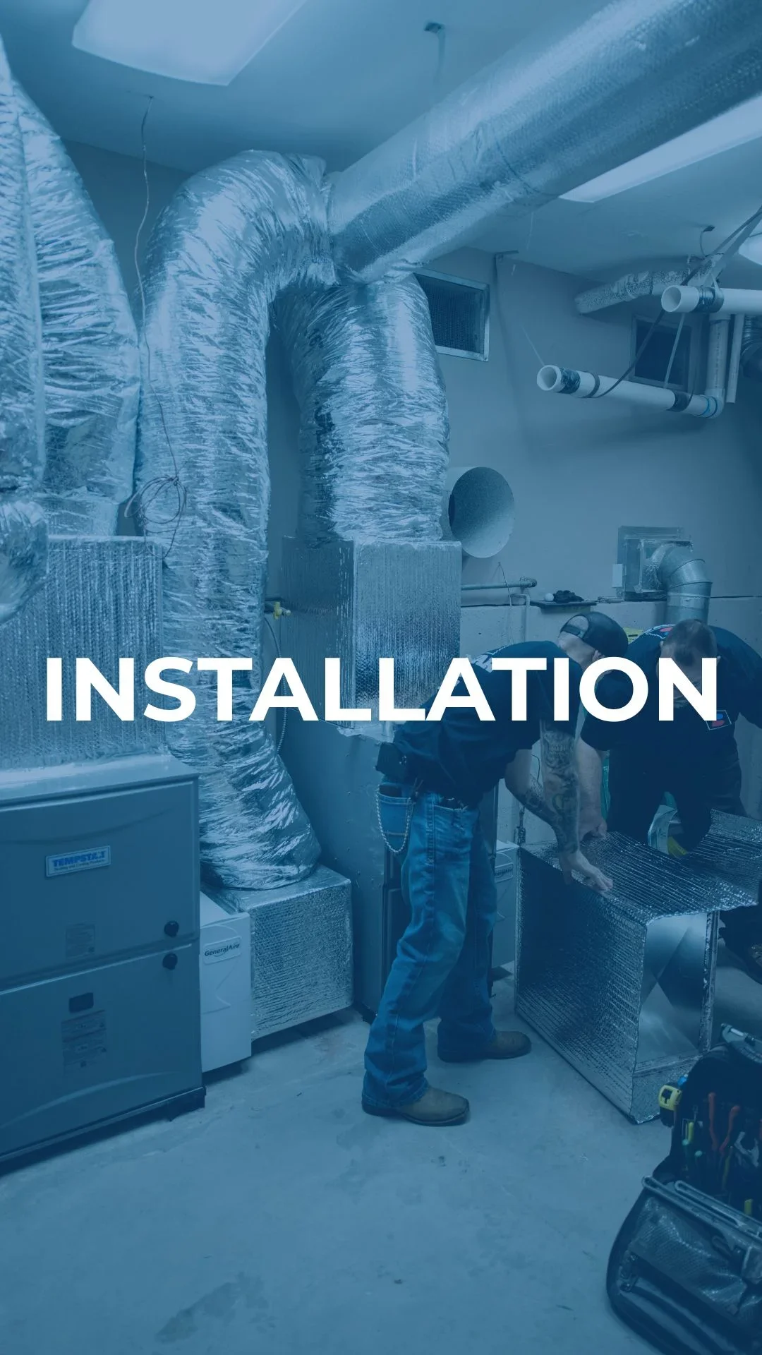 Expert technicians performing a custom furnace installation and ductwork upgrade in a Redwood City home.