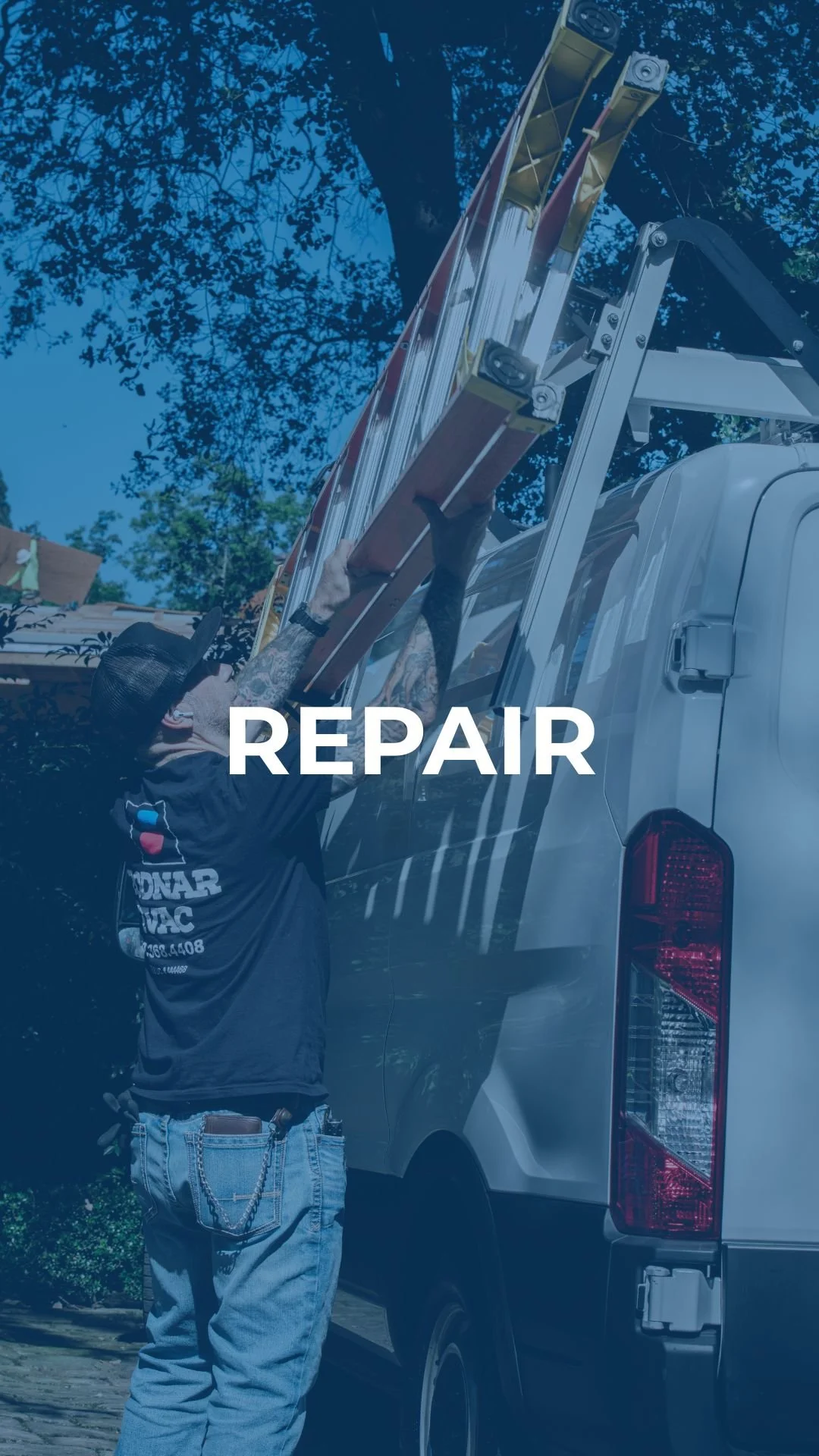 Bodnar HVAC service van arriving for a residential air conditioning repair in Redwood City.