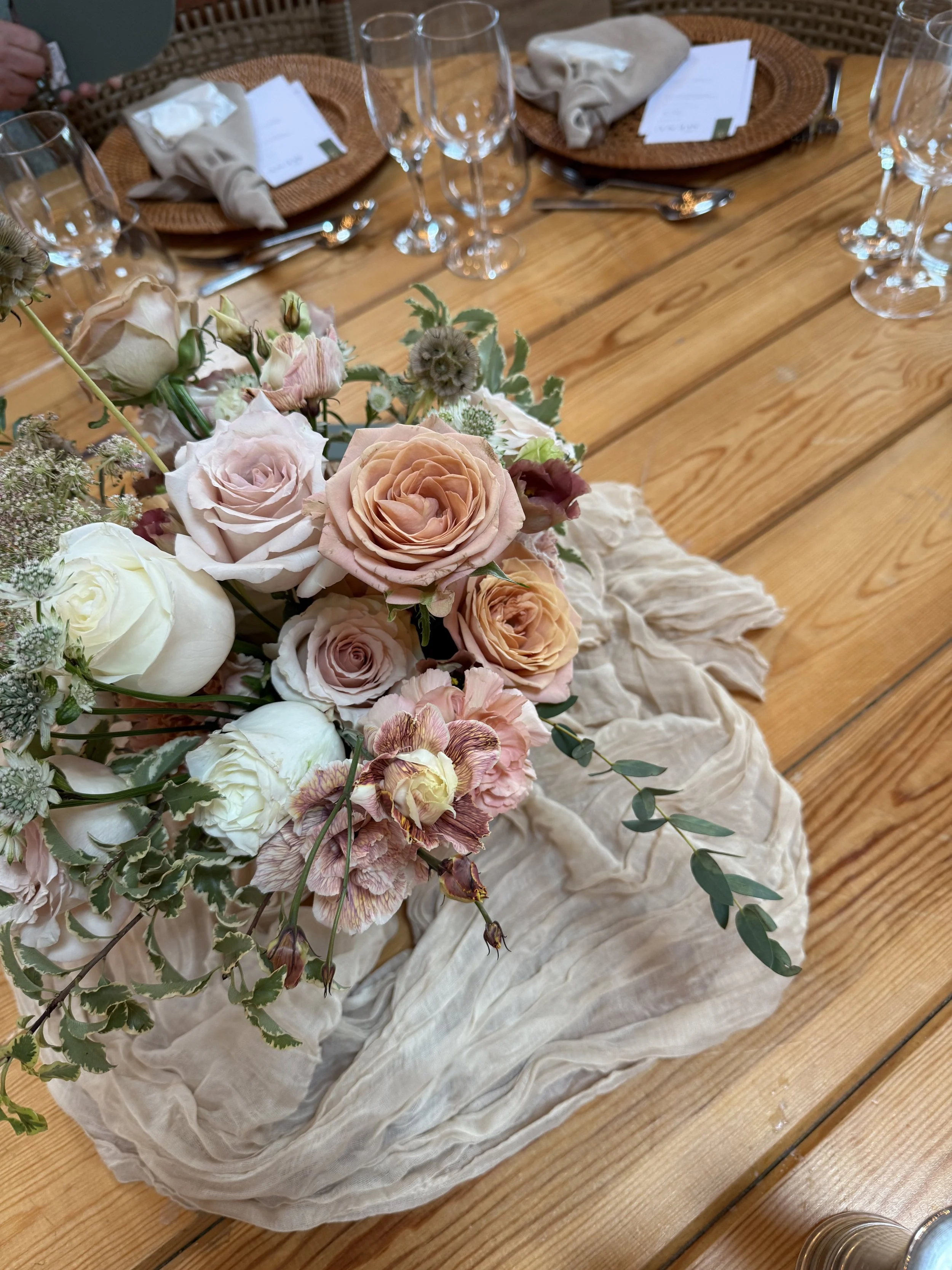 Floral bowl design in muted terracotta tones
