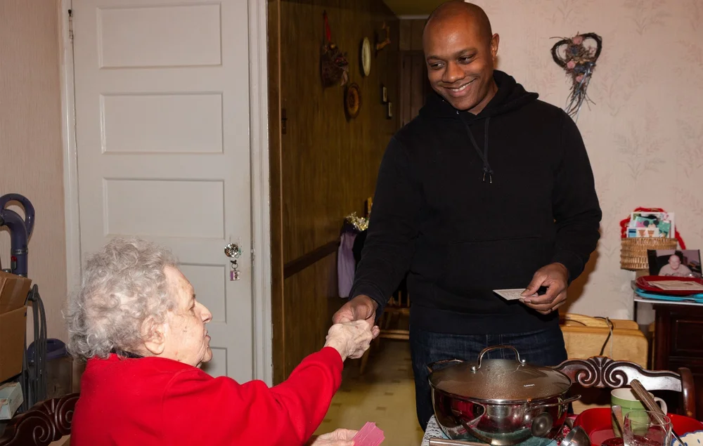 My grandmother, Amelia, and my husband, Andrew, breaking opłatek and wishing each other a happy, healthy, and prosperous new year. 
