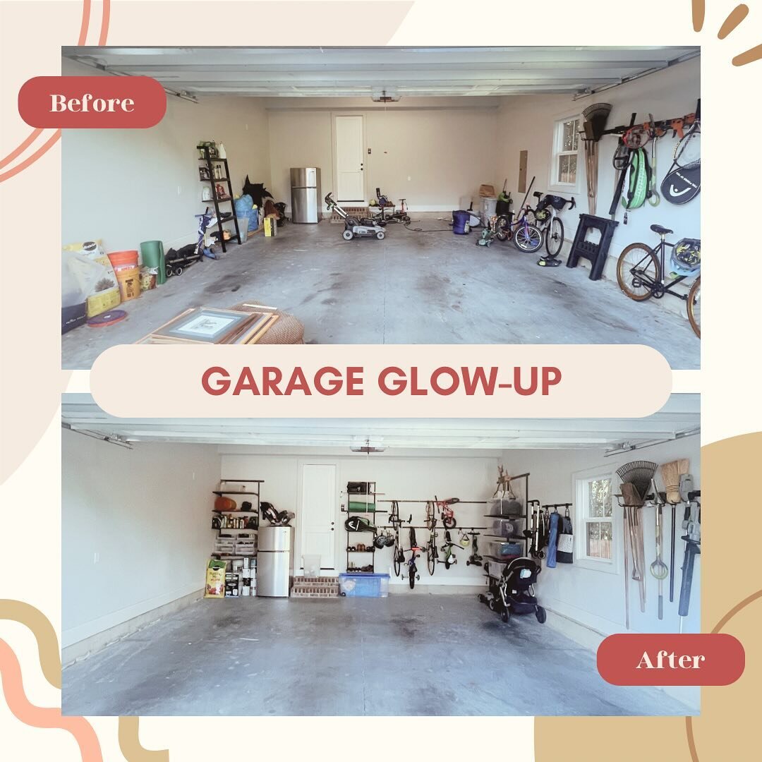 We loved giving this garage a little glow-up ✨ ✨ 

This was the perfect clean slate to work with. After measuring for new shelving units and storage products, we worked with the @thecontainerstore to create a design using Elfa Garage+. If you&rsquo;r