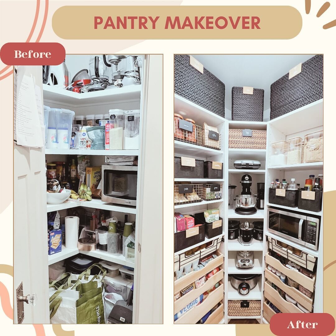 This pantry is GIVING! Your pantry doesn&rsquo;t have to be form OR function&hellip;.you can have both! ☯️

We love this modern organic aesthetic - mixing natural fibers with metals and a neutral color palette. Not only did we give the &ldquo;look&rd