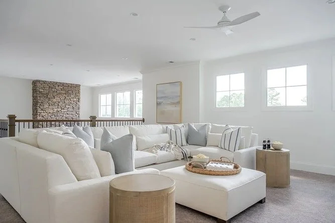 Embracing openness + minimalism, our Loft space design features a plush, custom oversized U-shaped sectional and ottoman set up ✨

Fabricated in a performance fabric for lounging, watching movies + cozy end of summer nights✨

Interior Designer: @elle