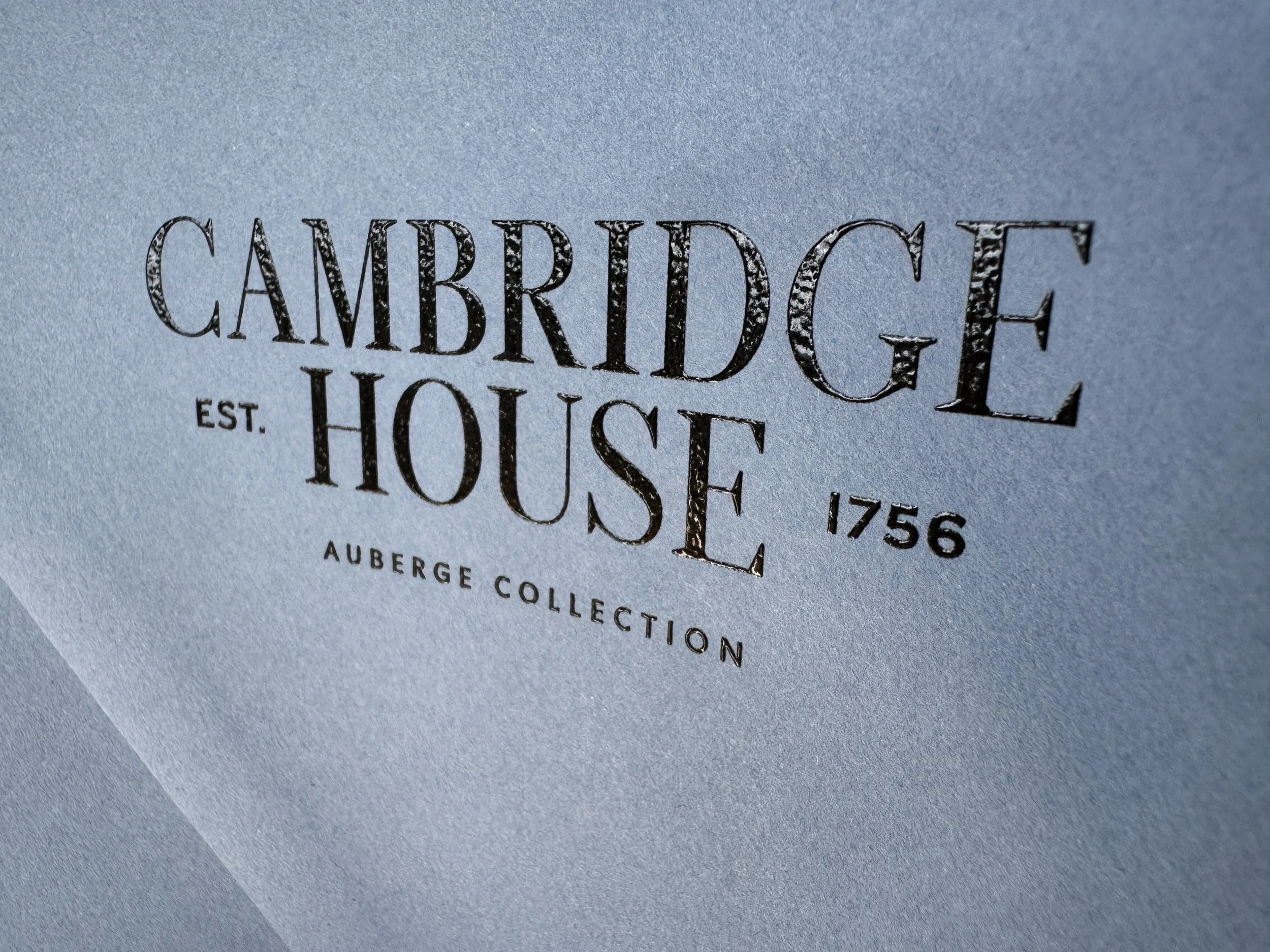 Raised Ink Printing on Custom Envelopes for Cambridge House Auberge Collection Est 1756