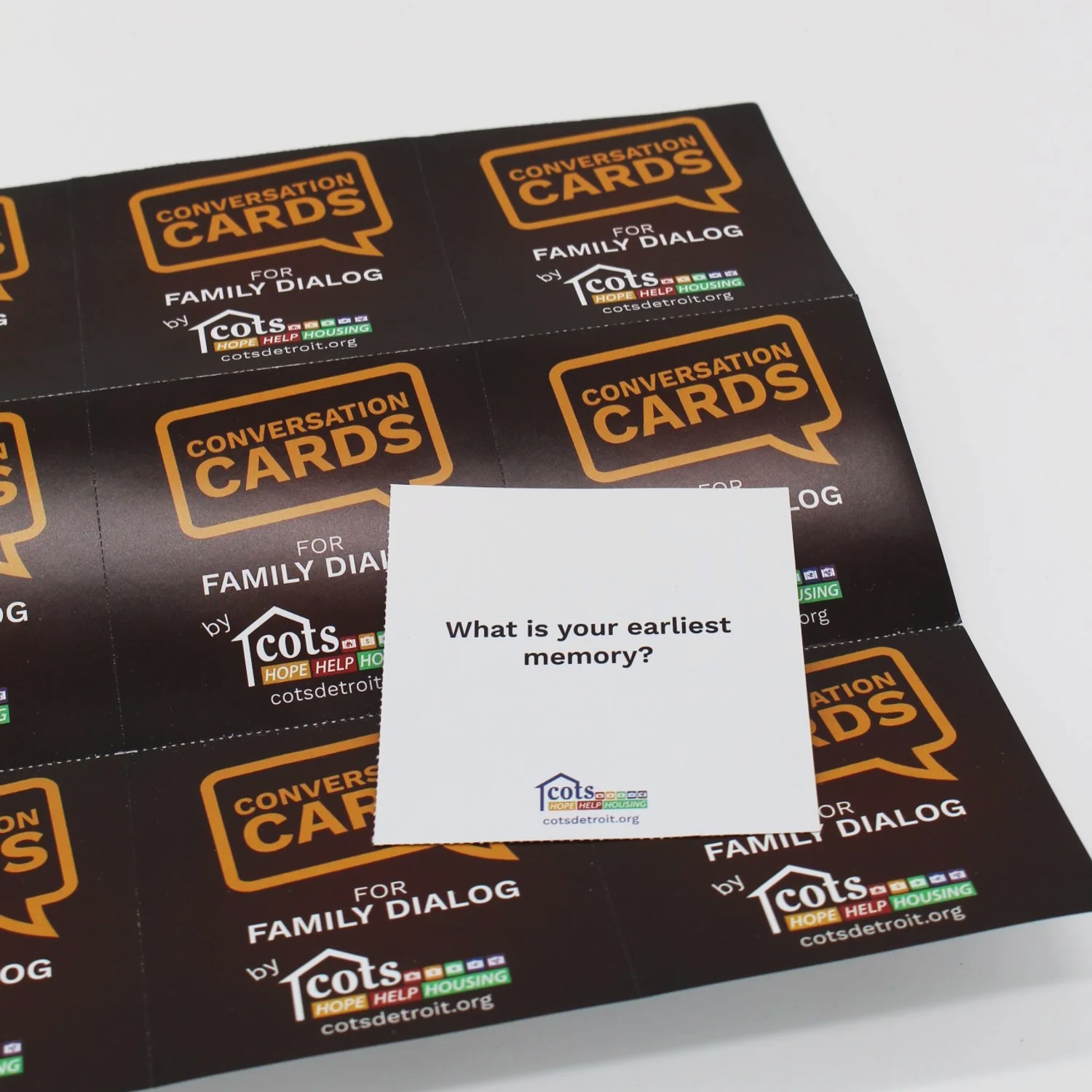 Perforated Conversation Cards for Family Dialog