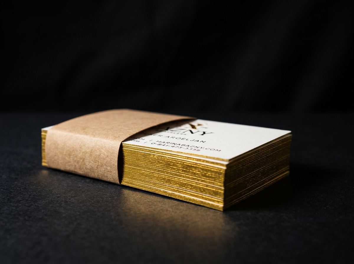 Gold Edge Painted Business Cards, a premium print finishing option for custom business cards