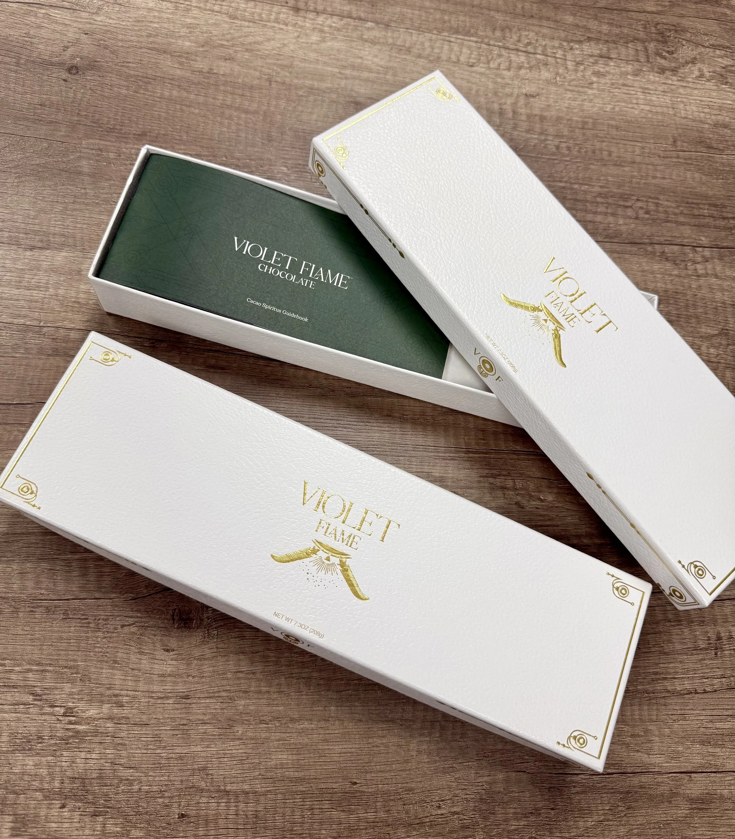 Rigid Box with Metallic Foil accents for Violet Flames Chocolate