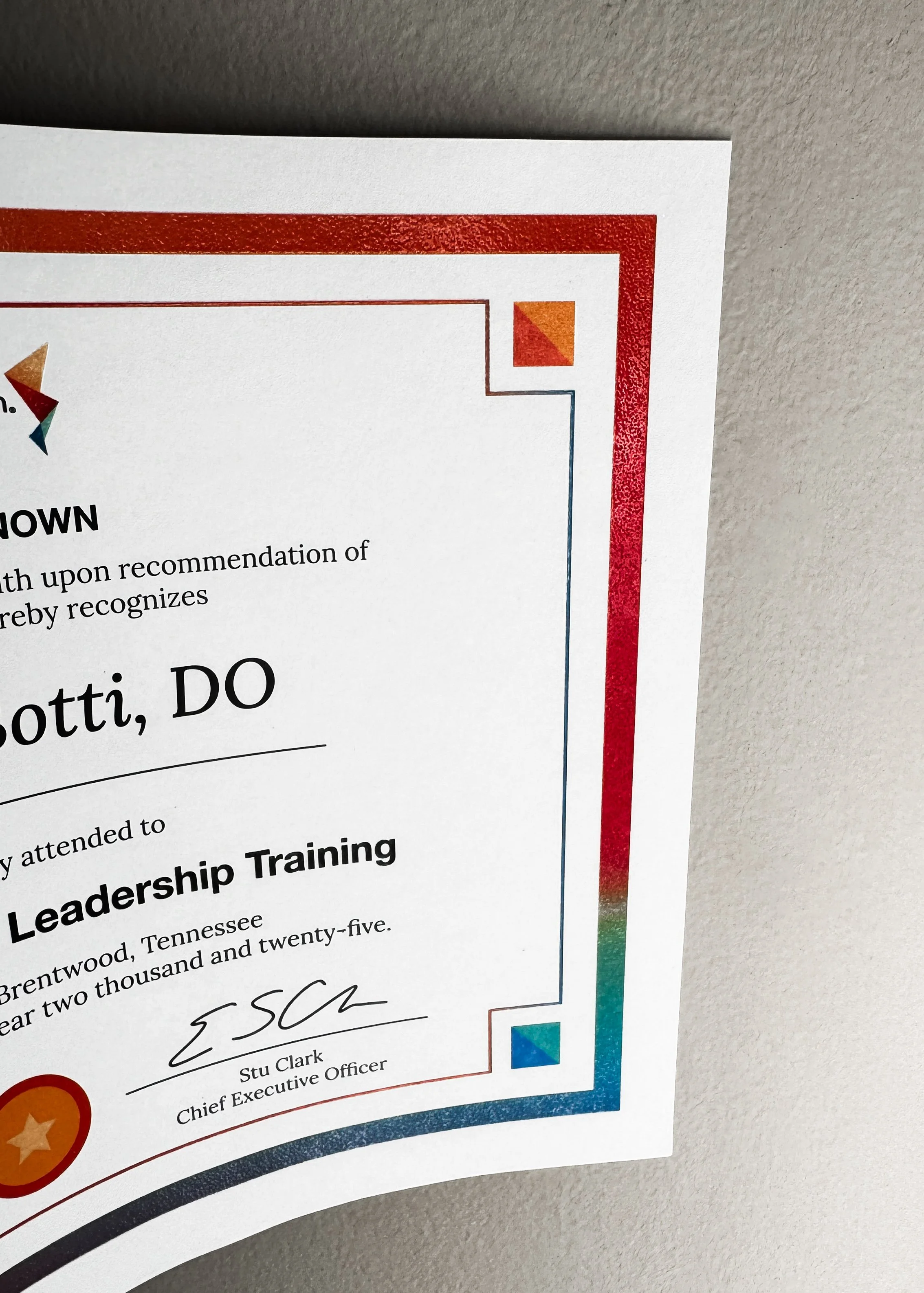 Full Color Raised Ink Border Around a custom award certificate