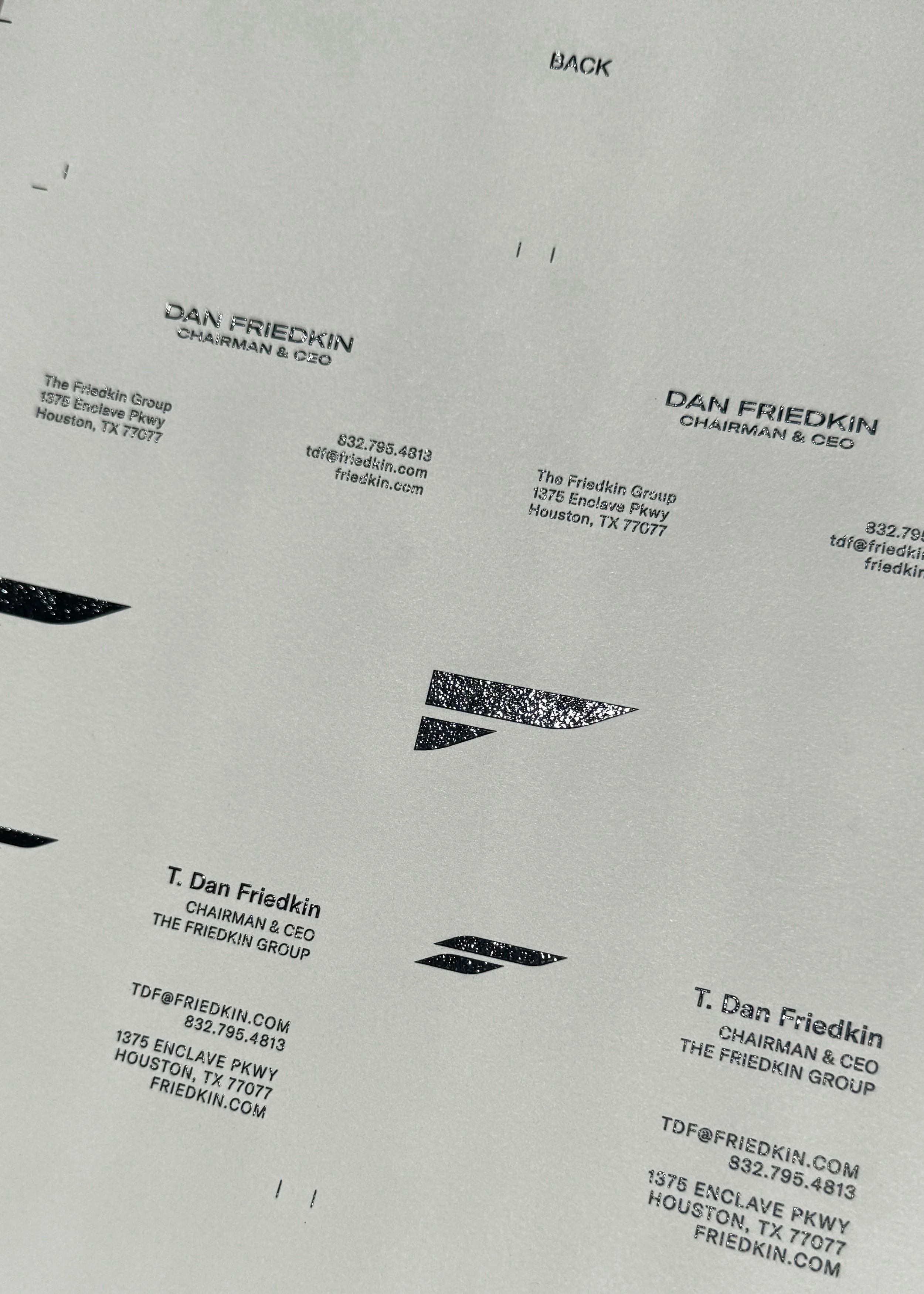 Luxury Business Cards embellished with raised ink