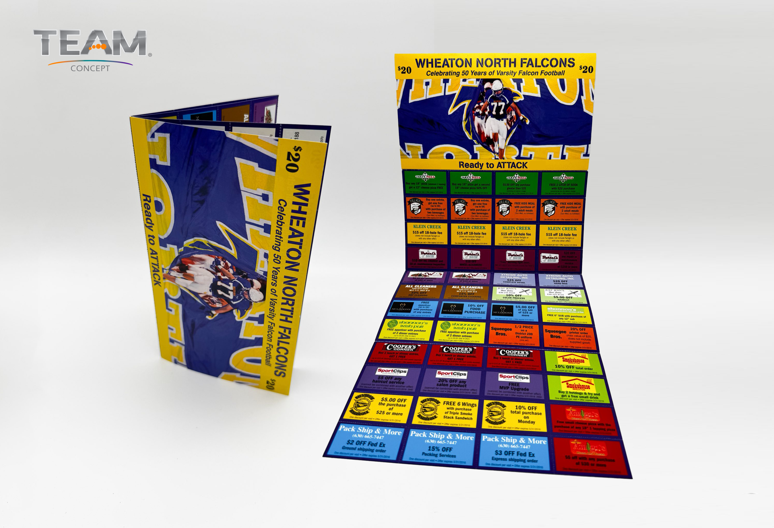 wheaton north falcons football fundraising coupon book