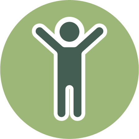 Icon of a person with their arms aup