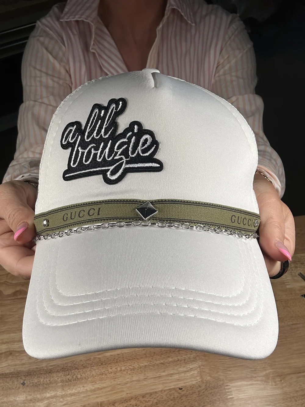 Custom A lil Bougie OES Cap - White A Lil Bougie Trucker Hat - Etsy main image 2