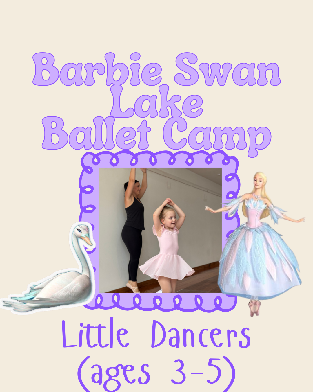 Barbie Swan Lake! Little Dancers: Preschool Ballet! (ages 3-5)  June 22-26 • 11:15-12:00 PM
