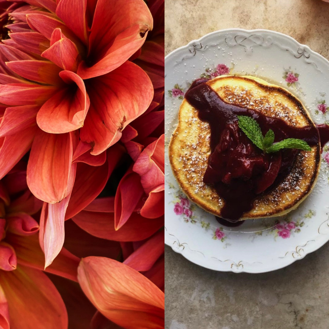 Flower and Strawberry Pancake