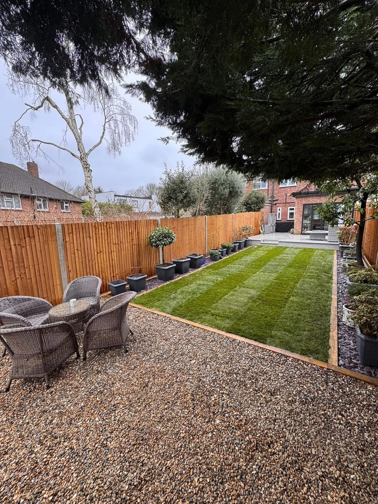 &lsquo;Chislehurst Project&rsquo;
Completed ✅

This project was split into two stages, stage one was to supply and construct the composite decking off the kitchen french doors which was carried out before Christmas. 

Stage two was the landscaping of
