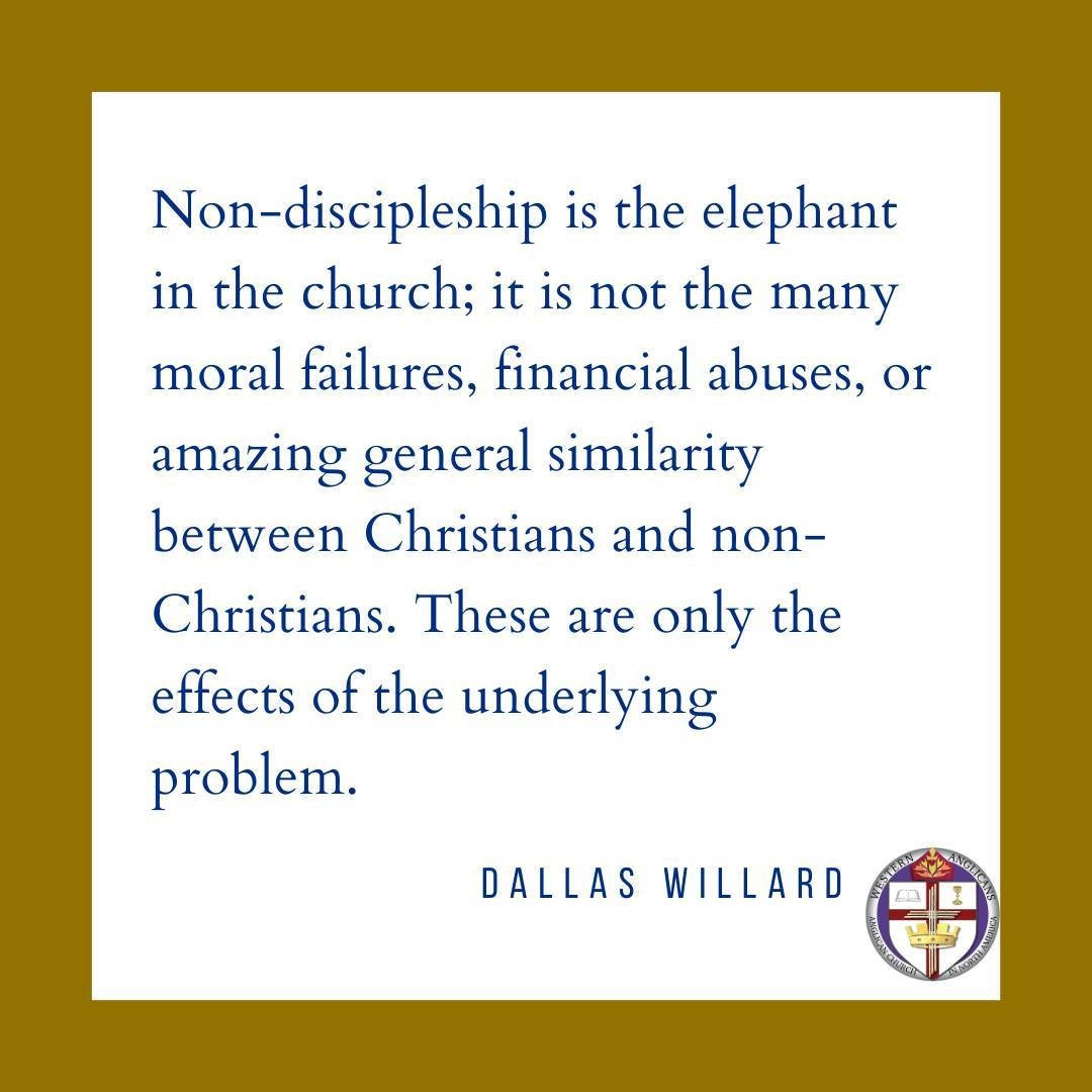 Non-discipleship is the elephant in the church; it is not the many moral failures, financial abuses, or amazing general similarity between Christians and non-Christians. These are only the effects of the underlying problem.⁠
⁠
Dallas Willard⁠
⁠
⁠
⁠
⁠