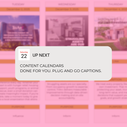 Starter content calendar
