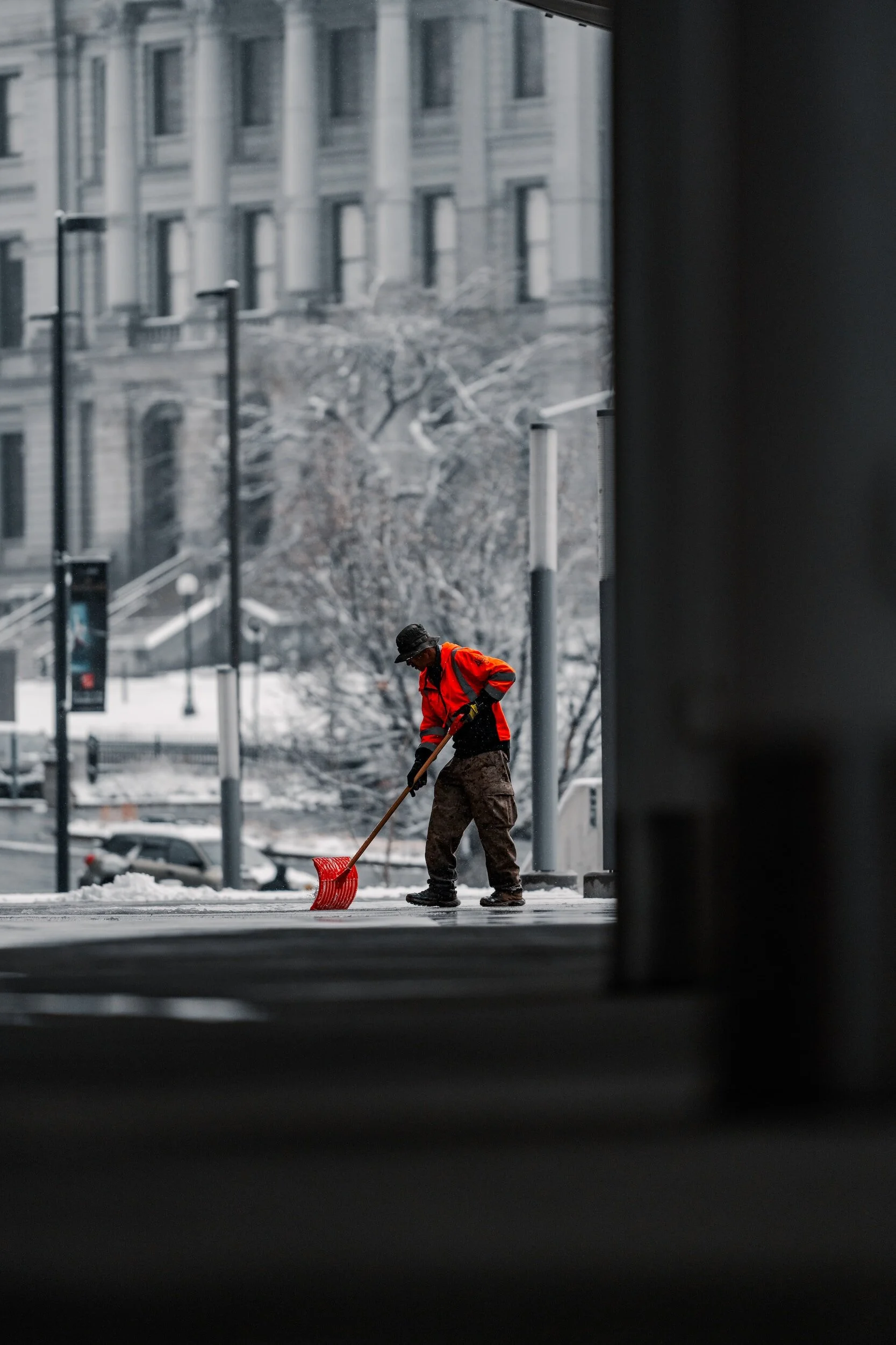 Calgary Snow removal on a city street.