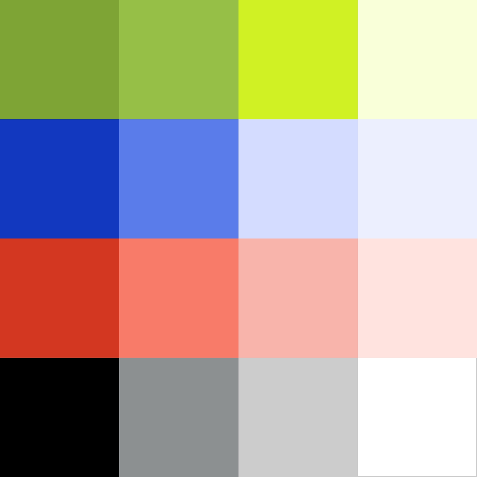 16 color swatches