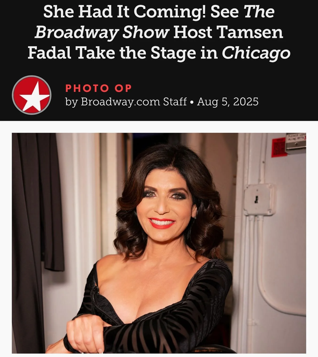 A first look at @thebroadwayshowtv host @tamsenfadal as she returns to Broadway in @chicagomusical