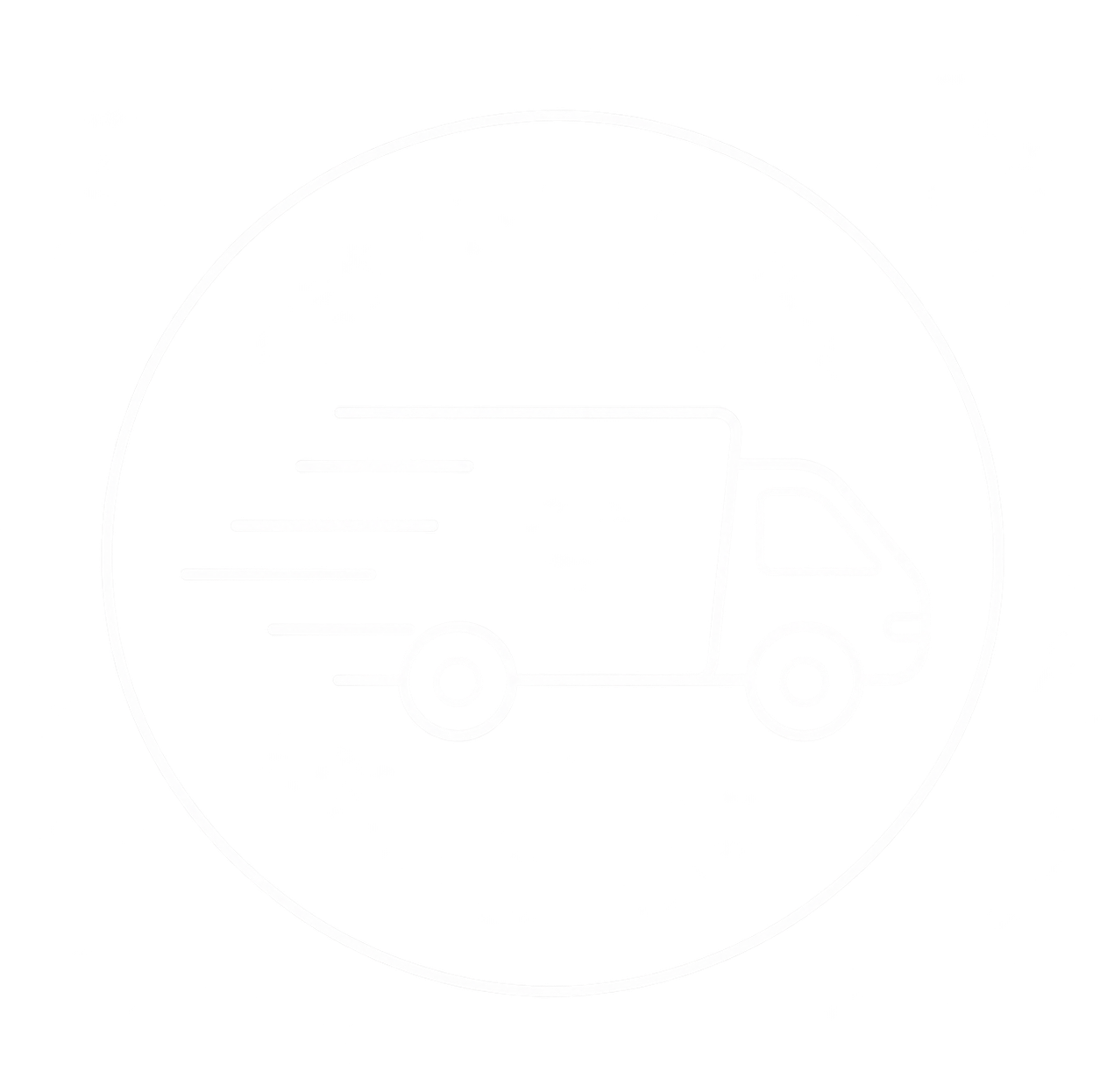 Icono de un camión de reparto en línea de tiempo rápida dentro de un círculo