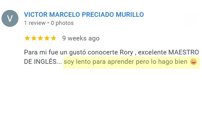 Google review: Effective English lessons for slow learners and beginners.