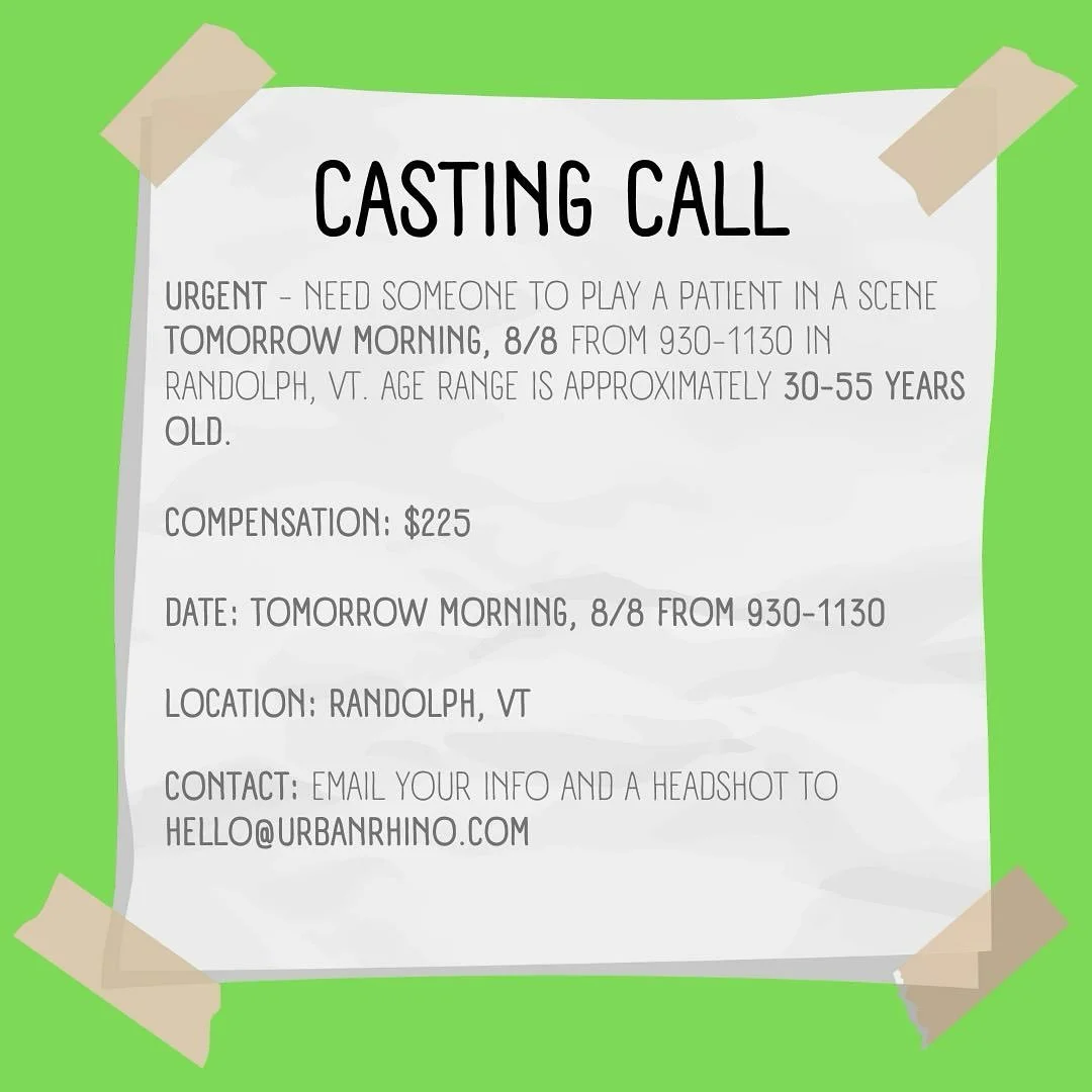 URGENT ‼️ CASTING CALL for tomorrow 8/8 ‼️tag someone who would be good for this role. For @urbanrhino if interested please email hello@urbanrhino.com