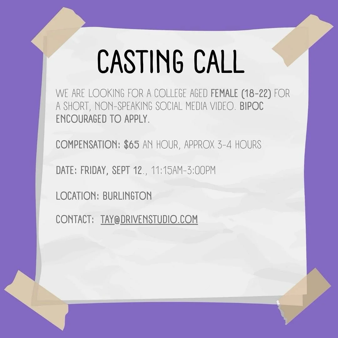 CASTING CALL for @driven_studio if interested please email tay@drivenstudio.com