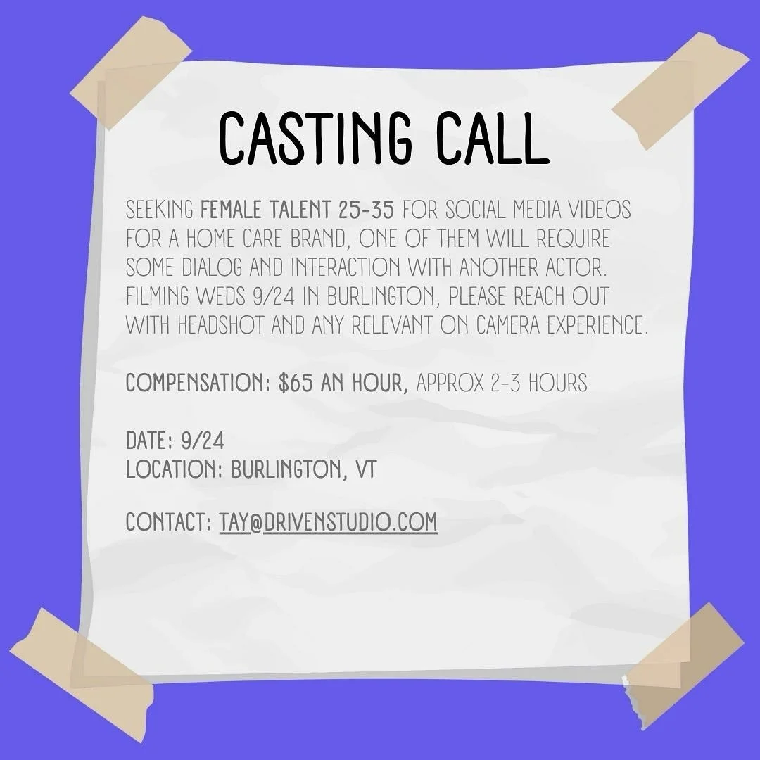 CASTING CALL for @driven_studio if interested please email tay@drivenstudio.com