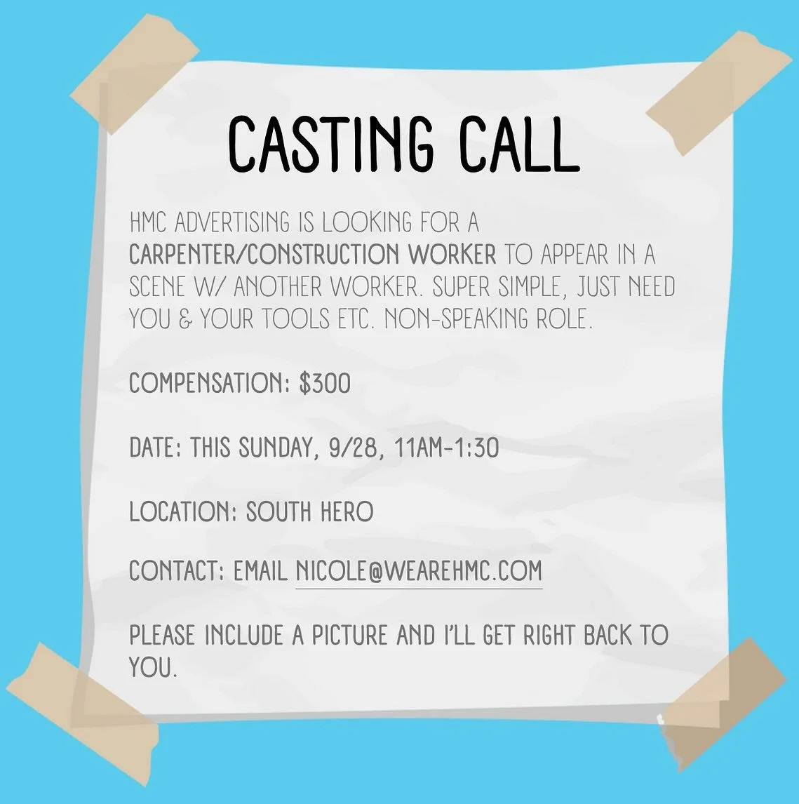 CASTING CALL for @wearehmc if interested please email nicole@wearehmc.com