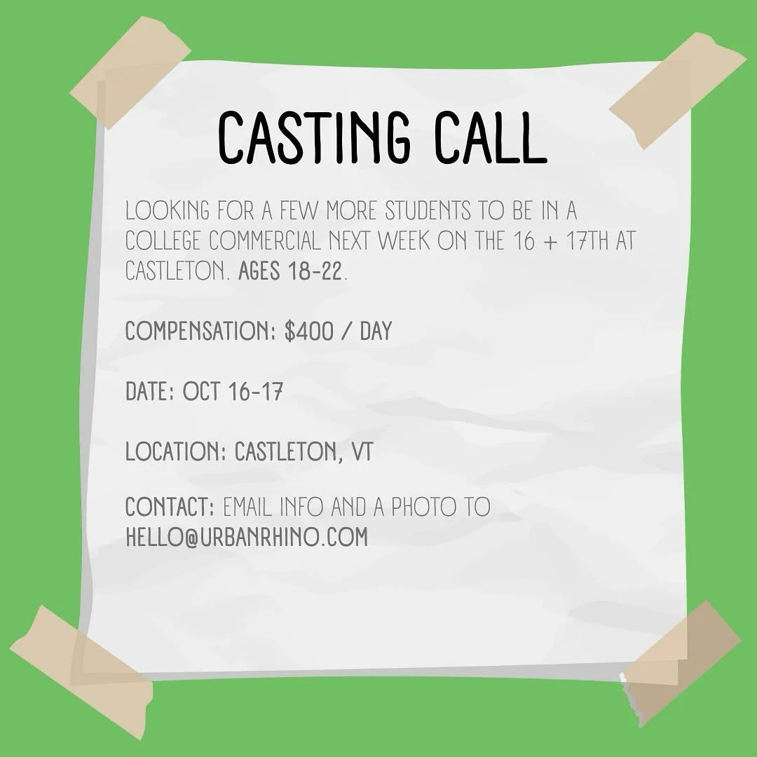CASTING CALL for @urbanrhino if interested please email hello@urbanrhino.com
