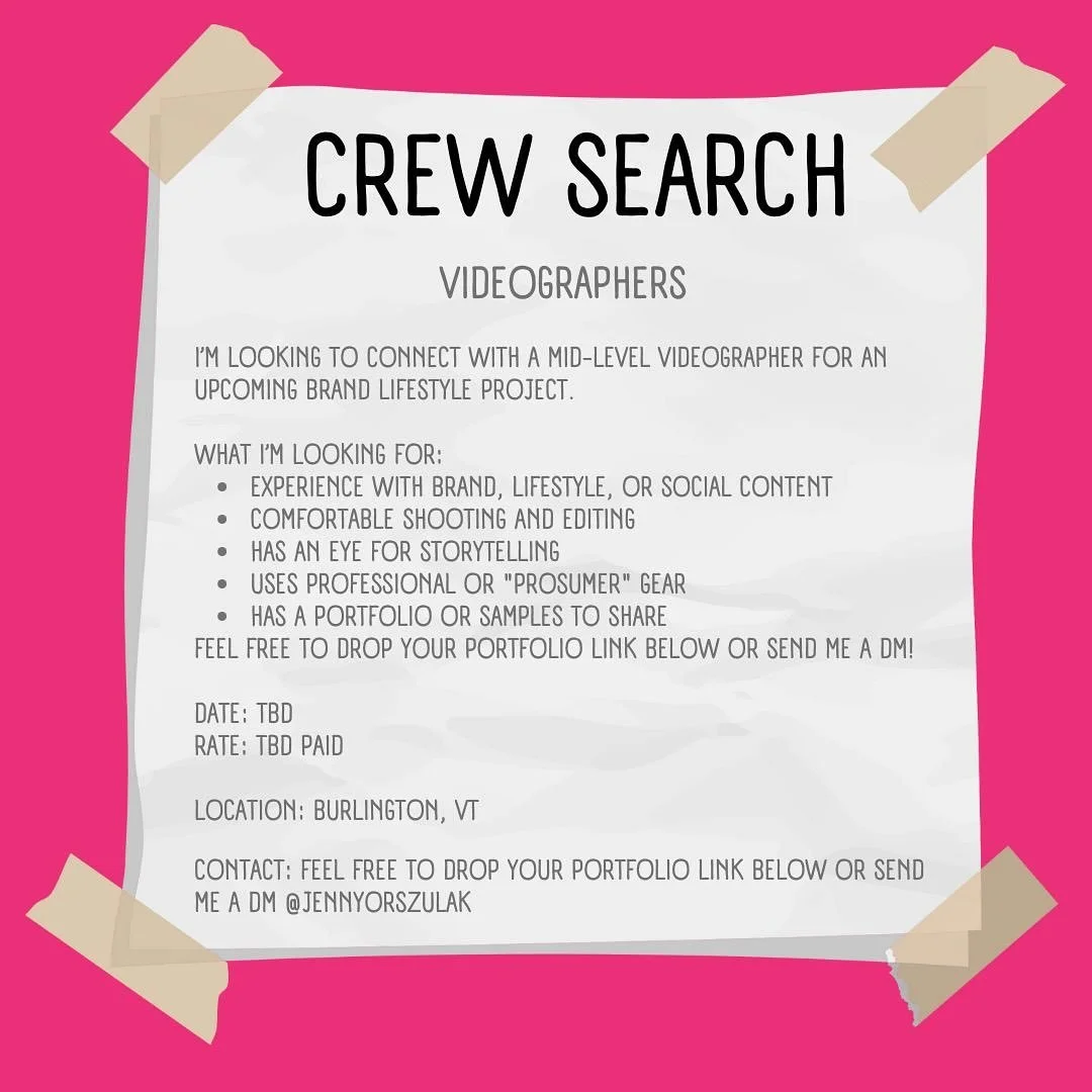 CREW SEARCH! Videographer needed if interested please DM @jennyorszulak