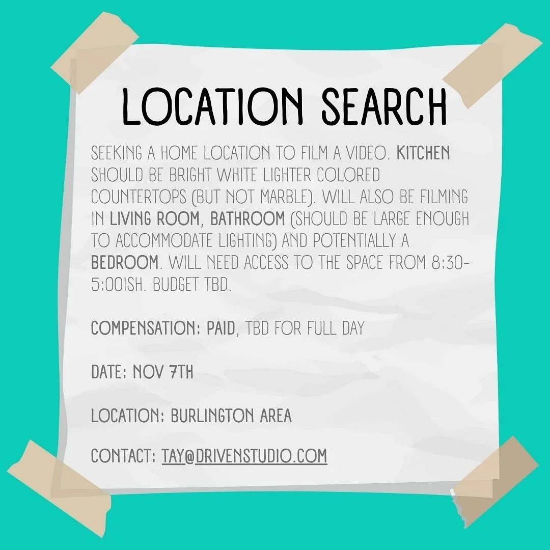 LOCATION SEARCH for @driven_studio if interested please email tay@drivenstudio.com