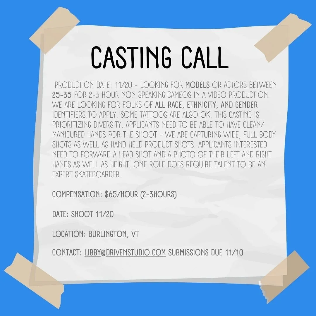 CASTING CALL for @driven_studio if interested please email libby@drivenstudio.com
