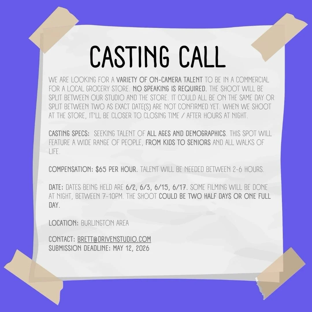 CASTING CALL for @driven_studio if interested please email brett@drivenstudio.com