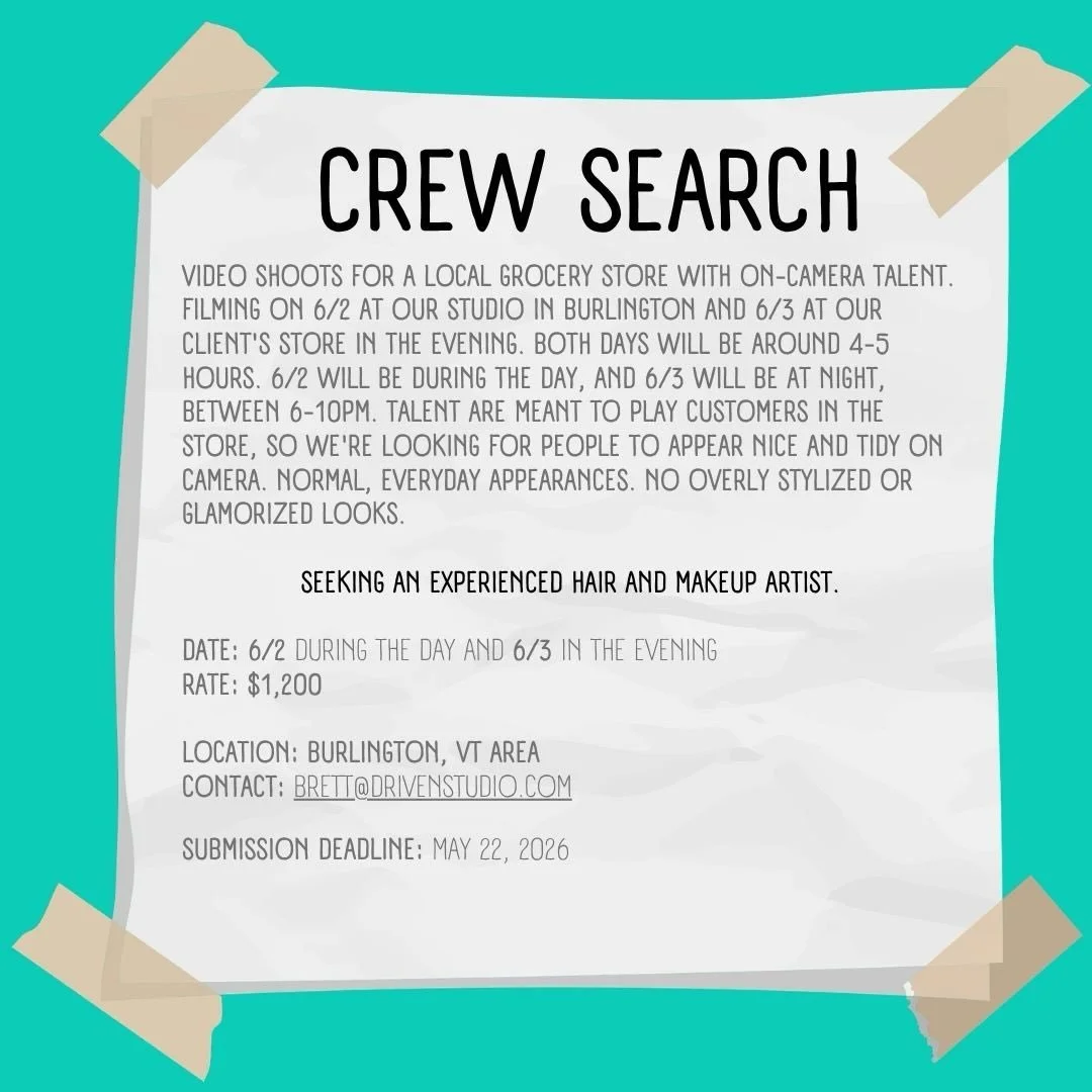 CREW SEARCH: Hair &amp; Makeup artist if interested please email brett@drivenstudio.com