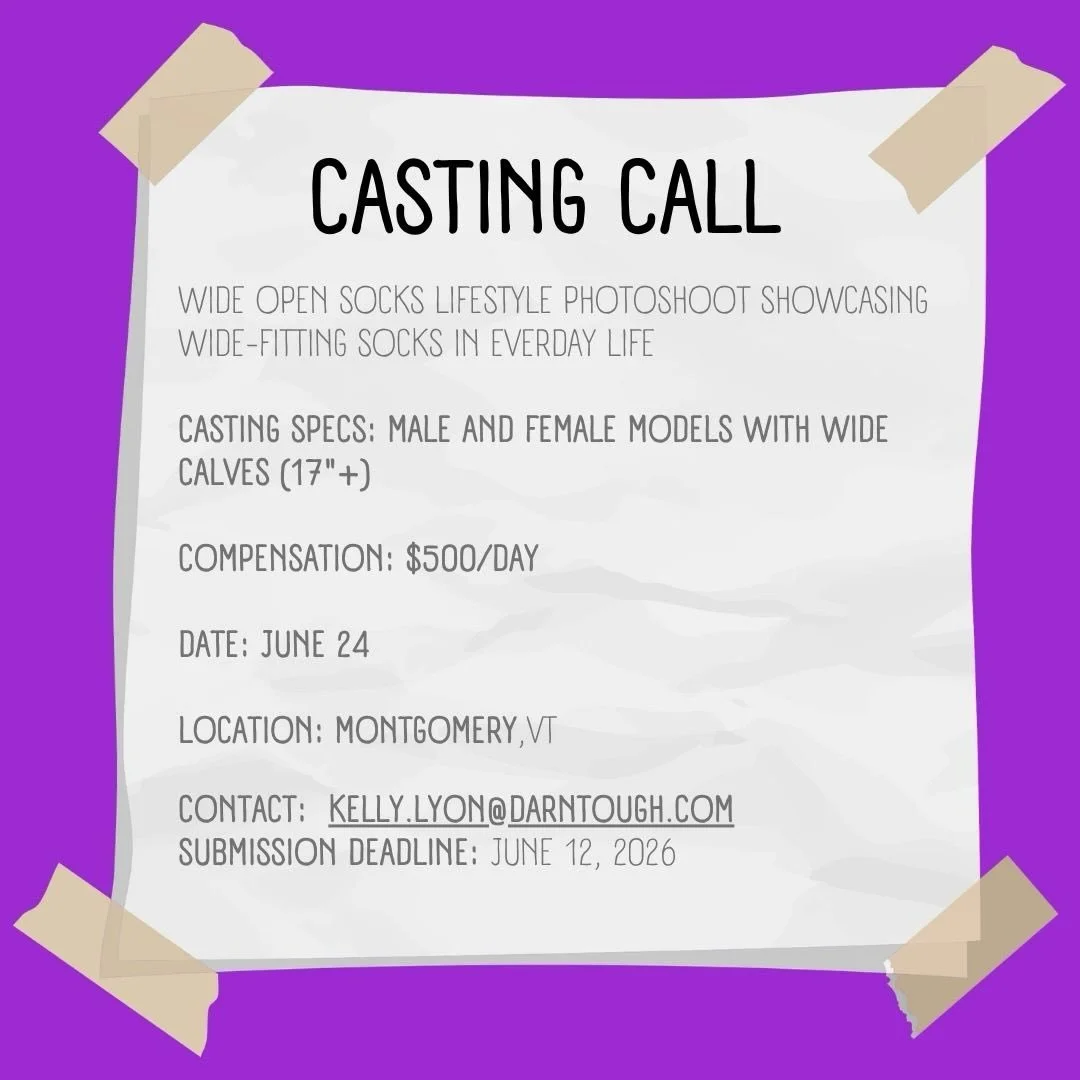 CASTING CALL for @wideopensocks if interested please email Kelly.lyon@darntough.com