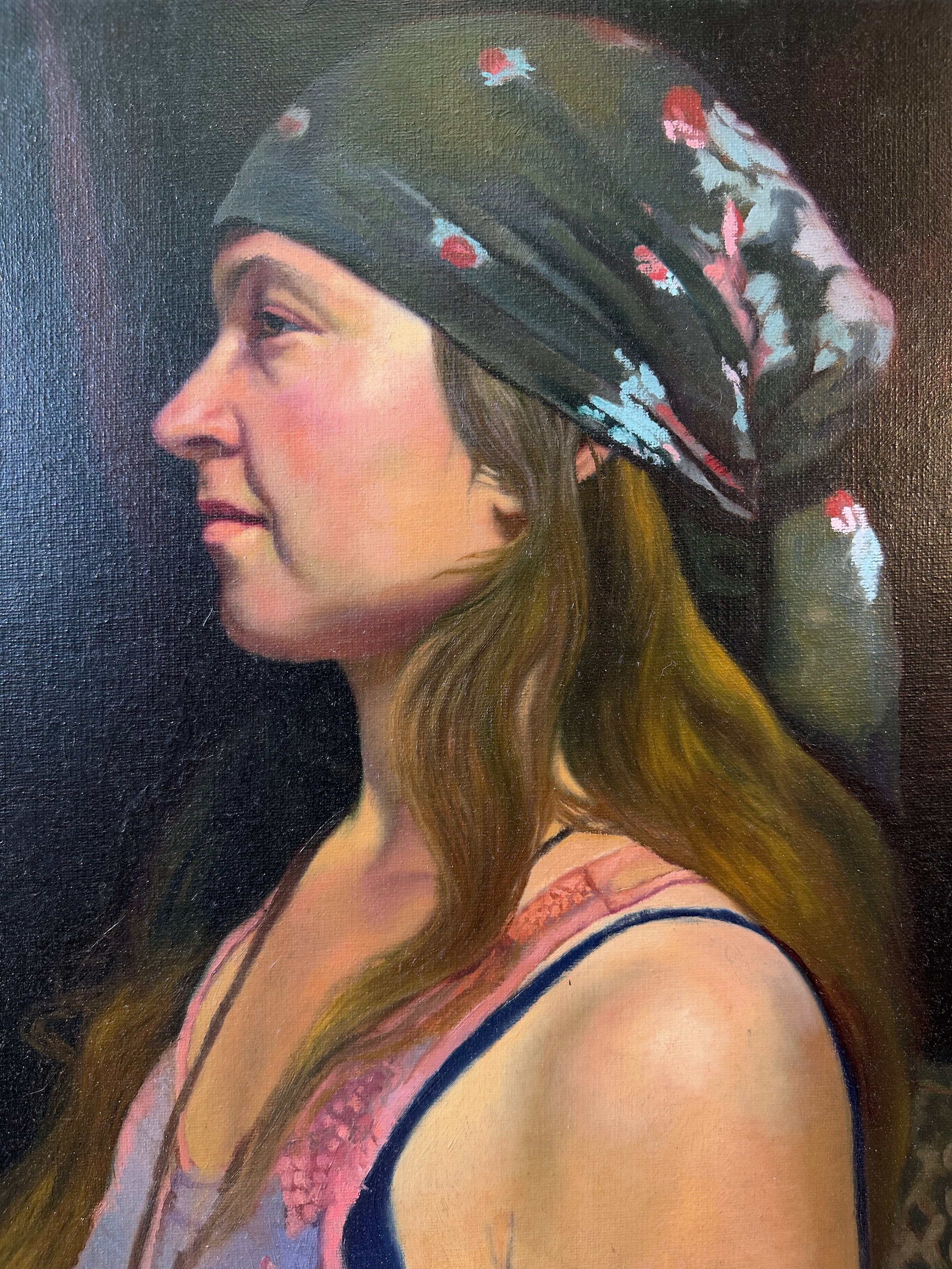 Woman in Profile - Oil on Board