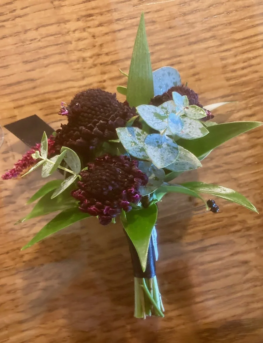 Scabiosa and foliage boutonniere.jpeg