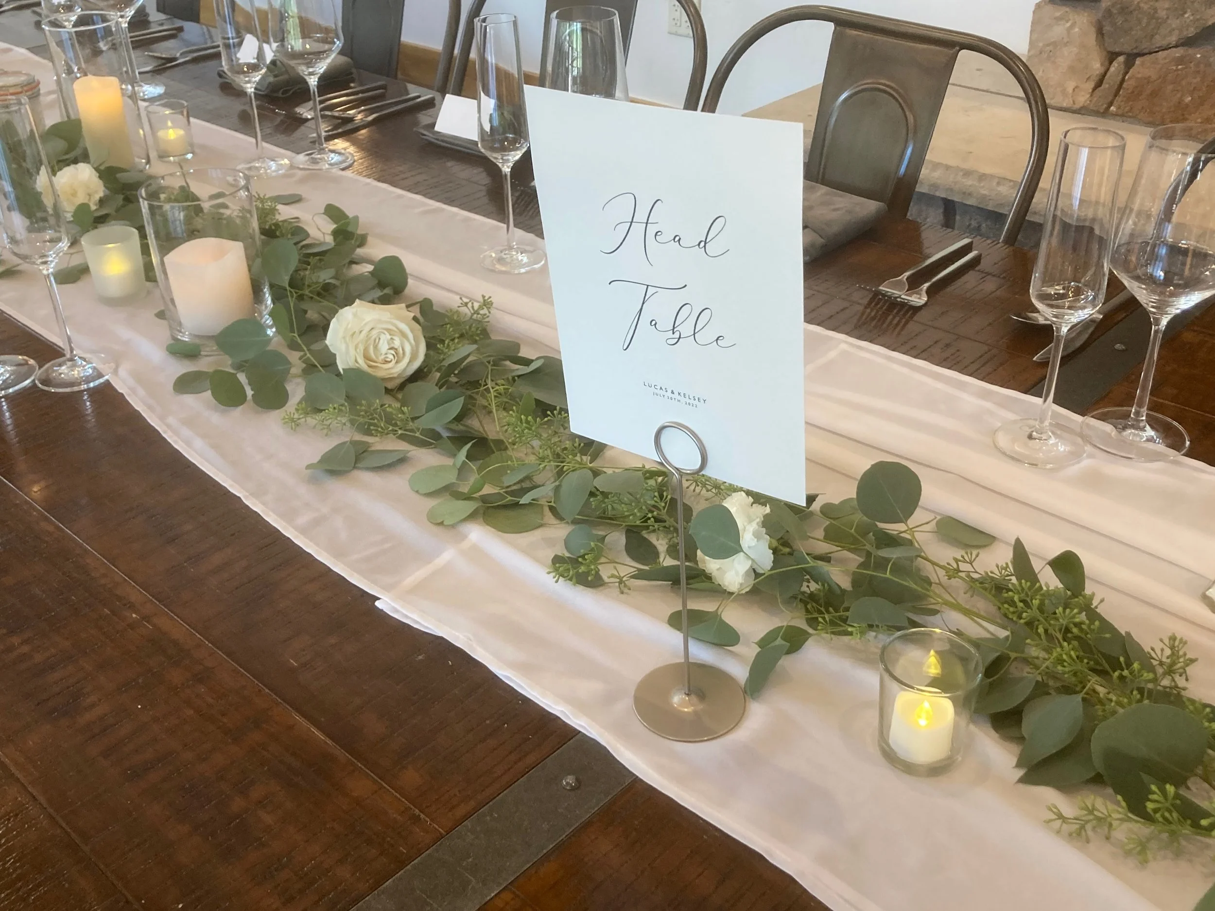 Long table greenery runner