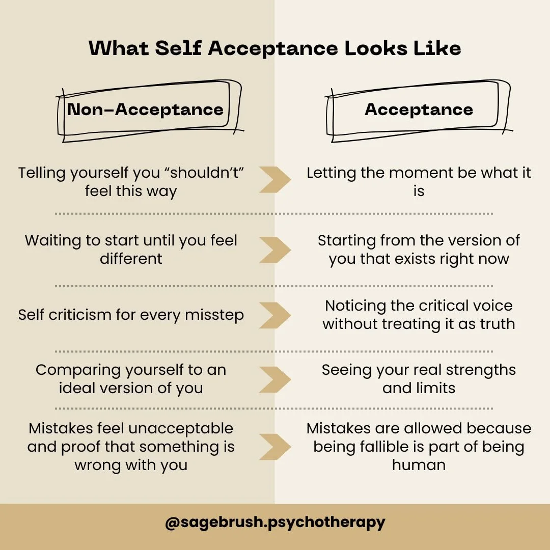 The benefits of self acceptance are twofold. It reduces emotional suffering and it creates the conditions for real change.

You&rsquo;re less anxious, less ashamed, and less reactive. Life feels easier to carry.
Acceptance also makes space for insigh