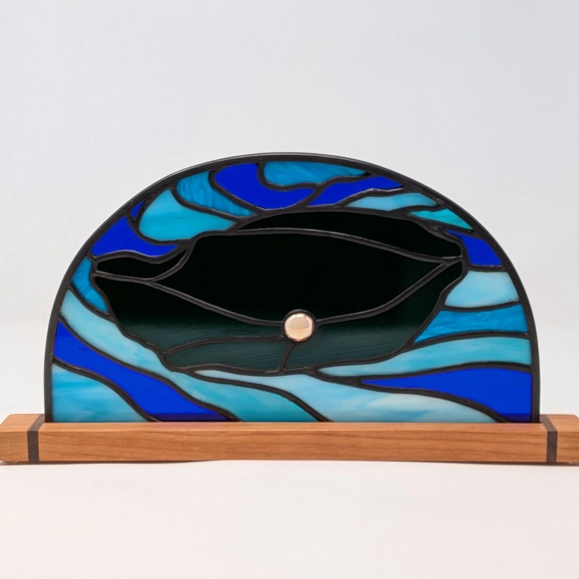 Stained glass arch window art home wood decor stainedglass custom design island
