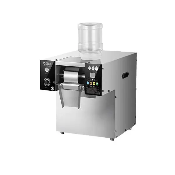 Snow Ice Machine with high-efficiency freezing technology and a stainless steel body, designed for smooth and fluffy snow ice production in dessert shops and food service.