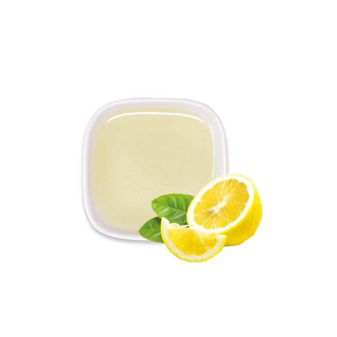 Lemon syrup with lemon slices – pale yellow and citrusy, perfect for tea-based drinks.