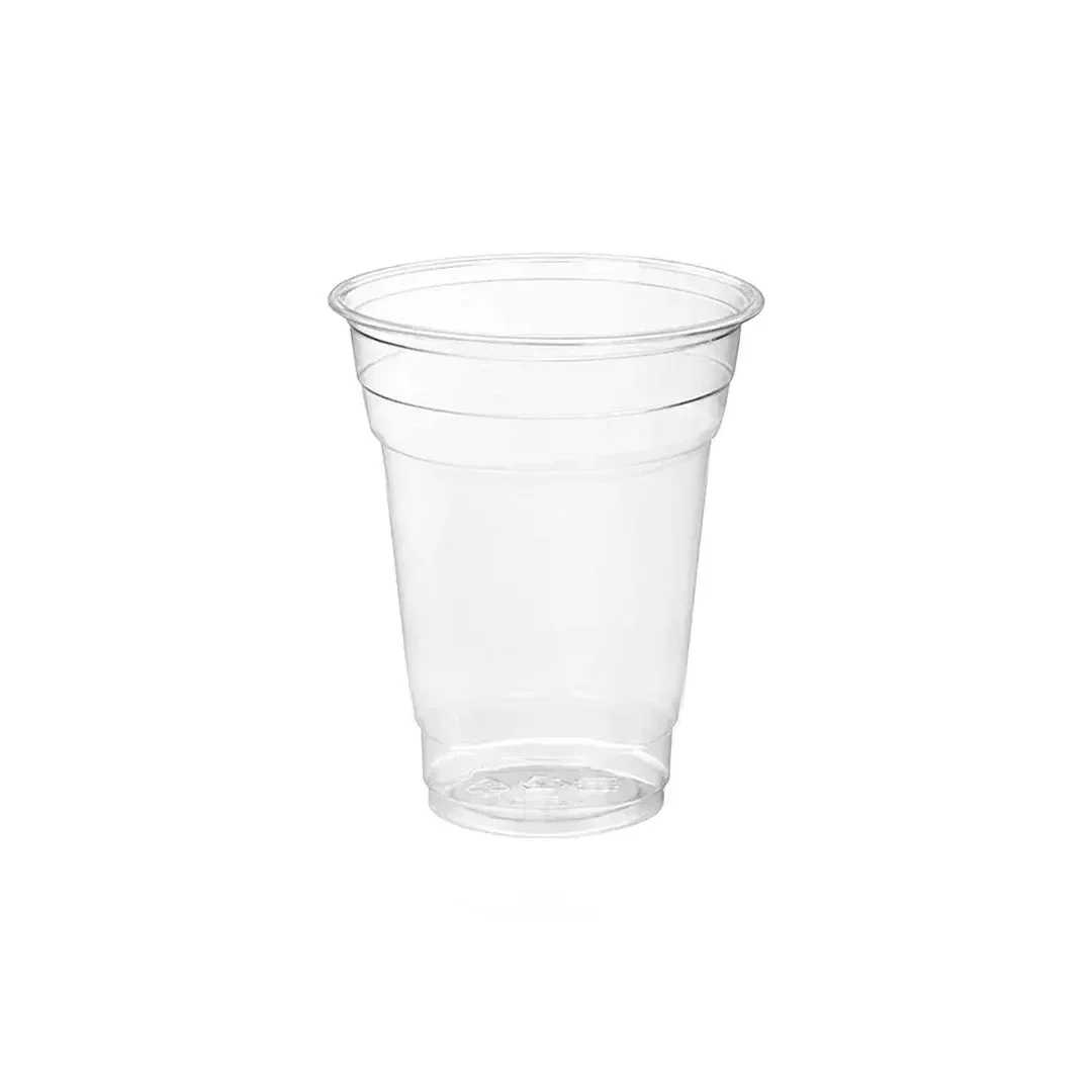 Crystal-clear PET cup compatible with sealing films and cold/hot drinks