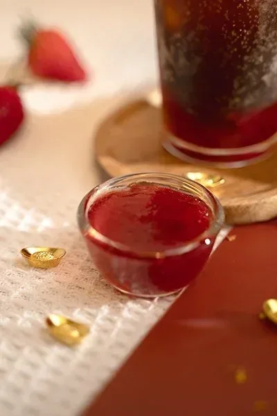 Fruit jam layered in a glass cup — ideal for yogurt drinks, sparkling beverages, and dessert cups