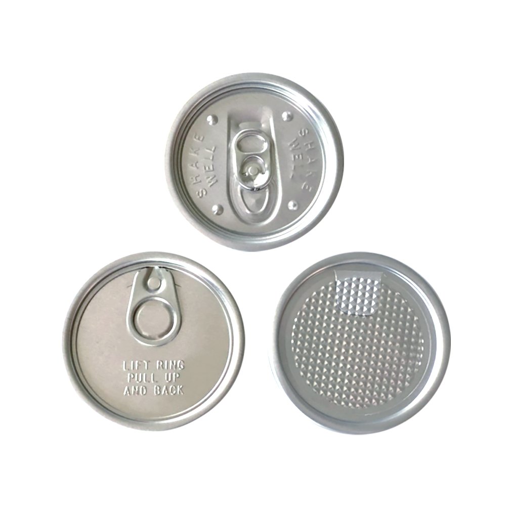 A set of aluminum pop can lids designed for PET Pop Can Bottles, featuring different opening styles for secure and convenient sealing.