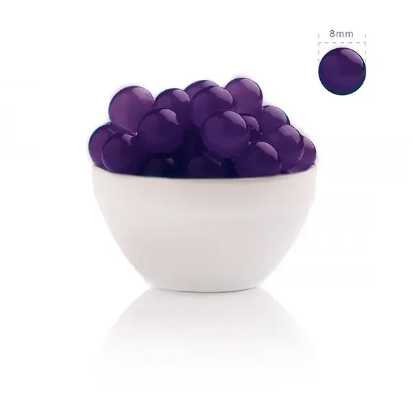 8mm blackcurrant popping boba – purple juice-filled pearls for tea, soda, and dessert drinks.